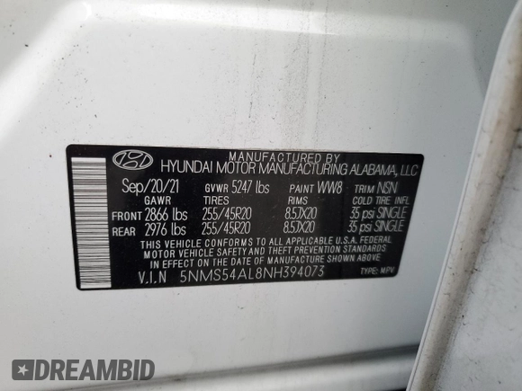 2022 Hyundai Santa Fe Calligraphy with VIN 5NMS54AL8NH394073, listed as a Copart auction lot 42601245 with 26,207 mi miles and Salvage Title. Bid and sale history available at carsss.com. Image 16.