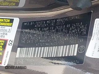 2022 Toyota Camry SE z VIN 4T1G11AK0NU057778, wystawiony jako IAAI lot #42094950 z przebiegiem 115 649 mil mil oraz . Historia ofert i sprzedaży dostępna na DreamBid. Obrazek 9.