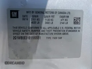 2014 Chevrolet Impala LT z VIN 2G1WB5E31E1180551, wystawiony jako IAAI lot #42386442 z przebiegiem 130 545 mil mil oraz . Historia ofert i sprzedaży dostępna na DreamBid. Obrazek 9.
