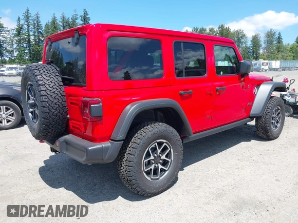 2025 Jeep Wrangler Rubicon with VIN 1C4PJXFN4SW573748, listed as a IAAI auction lot 42660183 with 763 mi miles and . Bid and sale history available at DreamBid. Image 4.