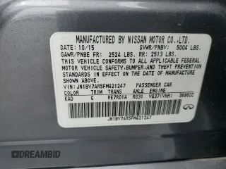 2015 Infiniti Q50 with VIN JN1BV7AR5FM421247, listed as a Copart auction lot 53266115 with 63,820 mi miles and Salvage Title. Bid and sale history available at carsss.com. Image 12.