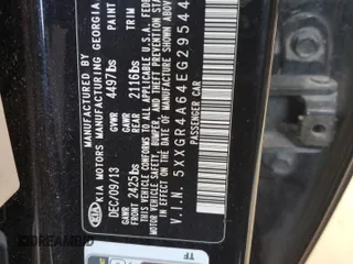 2014 Kia Optima SX Turbo with VIN 5XXGR4A64EG295446, listed as a Copart auction lot 61931635 with 142,040 mi miles and Clean title. Bid and sale history available at DreamBid. Image 12.