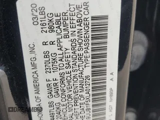 2020 Acura TLX w/Technology Pkg with VIN 19UUB1F5XLA012726, listed as a Copart auction lot 48058395 with 70,908 mi miles and Non Repairable. Bid and sale history available at carsss.com. Image 14.