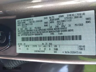 2023 Ford F-150 XL with VIN 1FTFW1E57PFB93970, listed as a IAAI auction lot 41741128 with 13,172 mi miles. Bid and sale history available at carsss.com. Image 9.