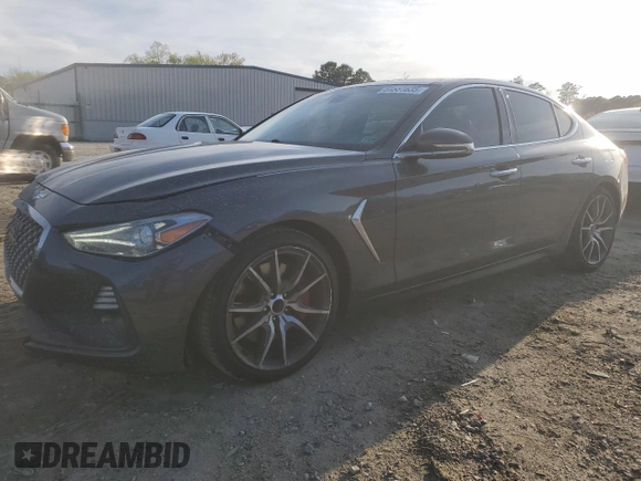 2019 Genesis G70 3.3T Advanced with VIN KMTG34LE2KU016914, listed as a Copart auction lot 51551635 with 56,671 mi miles and Salvage Title. Bid and sale history available at carsss.com. Image 1.