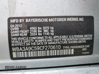 2012 BMW 3 Series 335i z VIN WBA3A9C59CF270610, wystawiony jako Copart lot #51292985 z przebiegiem 132 379 mil mil oraz Szkoda całkowita • Salvage title. Historia ofert i sprzedaży dostępna na DreamBid. Obrazek 13.