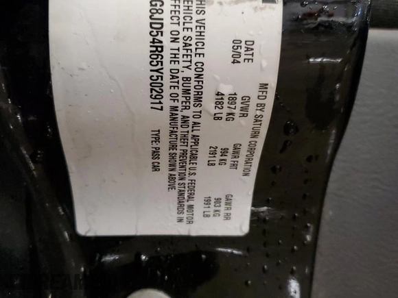 2005 Saturn L z VIN 1G8JD54R65Y502917, wystawiony jako Copart lot #45778805 z przebiegiem Nie podano mil oraz Nie do naprawy. Historia ofert i sprzedaży dostępna na DreamBid. Obrazek 13.