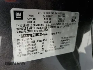 2017 GMC Acadia SLT with VIN 1GKKNVLSXHZ214624, listed as a Copart auction lot 53674125 with 94,356 mi miles and Salvage title. Bid and sale history available at DreamBid. Image 14.