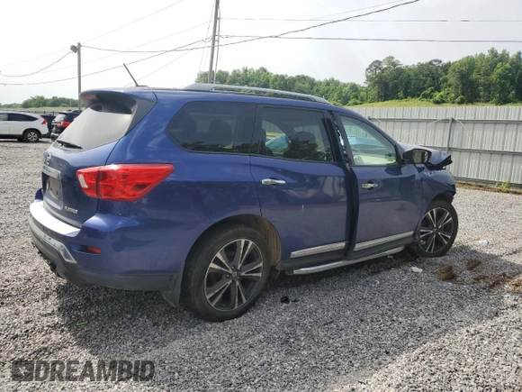 2018 Nissan Pathfinder Platinum z VIN 5N1DR2MN8JC669962, wystawiony jako Copart lot #56760475 z przebiegiem Nie podano mil oraz Szkoda całkowita • Salvage title. Historia ofert i sprzedaży dostępna na DreamBid. Obrazek 3.