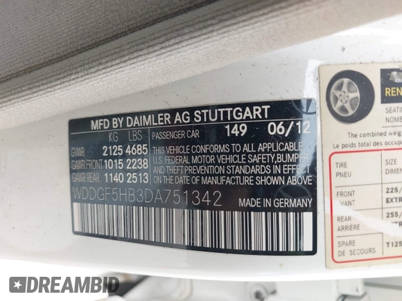 2013 Mercedes-Benz C 350 Sport with VIN WDDGF5HB3DA751342, listed as a IAAI auction lot 42367201 with 137,535 mi miles and . Bid and sale history available at DreamBid. Image 9.