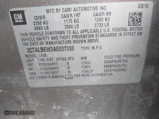 2010 GMC Terrain SLE-1 with VIN 2CTALBEW3A6337330, listed as a IAAI auction lot 41548887 with 150,453 mi miles. Bid and sale history available at carsss.com. Image 9.