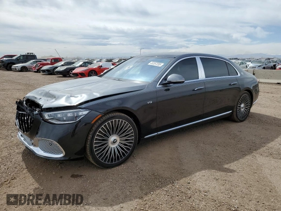 2024 Mercedes-Benz S 680 Maybach z VIN W1K6X7KB4RA243160, wystawiony jako Copart lot #49357235 z przebiegiem 6 440 mil mil oraz Szkoda całkowita • Salvage title. Historia ofert i sprzedaży dostępna na DreamBid. Obrazek 1.