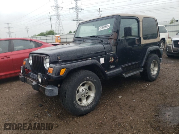 2000 Jeep Wrangler Sahara z VIN 1J4FA59S2YP714136, wystawiony jako Copart lot #57635845 z przebiegiem 178 075 mil mil oraz Czysty tytuł • Clean title. Historia ofert i sprzedaży dostępna na DreamBid. Obrazek 1.