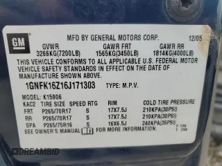 2006 Chevrolet Suburban Z71 with VIN 1GNFK16Z16J171303, listed as a Copart auction lot 61349645 with 158,488 mi miles and Salvage title. Bid and sale history available at DreamBid. Image 13.