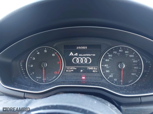 2017 Audi A4 Premium with VIN WAUANAF47HN039038, listed as a IAAI auction lot 41439609 with 121,410 mi miles. Bid and sale history available at carsss.com. Image 7.