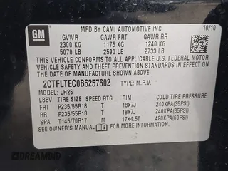 2011 GMC Terrain SLE-2 with VIN 2CTFLTEC0B6257602, listed as a IAAI auction lot 41838868 with 151,055 mi miles. Bid and sale history available at carsss.com. Image 9.