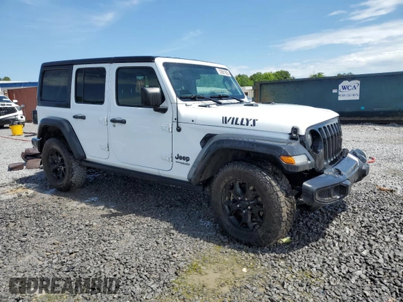 2021 Jeep Wrangler Unlimited Willys with VIN 1C4HJXDG3MW752441, listed as a Copart auction lot 55881925 with 61,751 mi miles and Salvage title. Bid and sale history available at DreamBid. Image 4.