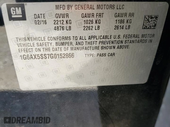 2016 Cadillac CTS Luxury Collection AWD with VIN 1G6AX5SS7G0152866, listed as a Copart auction lot 67030534 with 88,826 mi miles and Salvage Title. Bid and sale history available at DreamBid. Image 12.