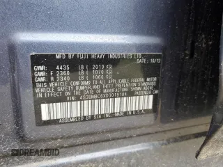 2013 Subaru Legacy Premium with VIN 4S3BMBC6XD3019104, listed as a Copart auction lot 64222845 with Not provided miles and Clean title. Bid and sale history available at DreamBid. Image 12.