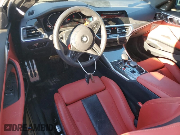 2023 BMW M4 Competition with VIN WBS33AZ01PCM59701, listed as a Copart auction lot 83067984 with 26,200 mi miles and Salvage Title. Bid and sale history available at carsss.com. Image 8.