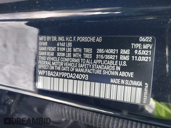 2023 Porsche Cayenne z VIN WP1BA2AY9PDA24093, wystawiony jako IAAI lot #41308909 z przebiegiem 20 160 mil mil oraz . Historia ofert i sprzedaży dostępna na DreamBid. Obrazek 9.