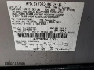 2015 Ford Taurus Limited with VIN 1FAHP2F87FG118723, listed as a Copart auction lot 85486104 with 156,853 mi miles and Salvage Title. Bid and sale history available at DreamBid. Image 12.