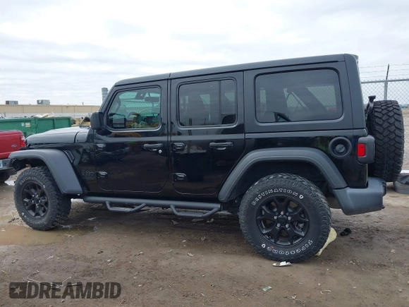 2021 Jeep Wrangler Unlimited Willys with VIN 1C4HJXDN8MW595665, listed as a IAAI auction lot 41507555 with 24,505 mi miles and . Bid and sale history available at DreamBid. Image 14.
