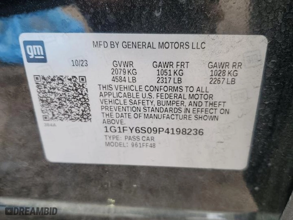 2023 Chevrolet Bolt EUV LT with VIN 1G1FY6S09P4198236, listed as a Copart auction lot 50702925 with 9,464 mi miles and Salvage Title. Bid and sale history available at carsss.com. Image 13.