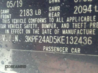 2019 Kia Forte LXS with VIN 3KPF24AD5KE132436, listed as a IAAI auction lot 41632524 with 26,005 mi miles. Bid and sale history available at carsss.com. Image 9.