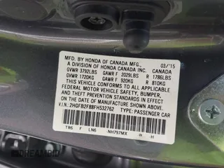 2015 Honda Civic EX z VIN 2HGFB2F88FH532762, wystawiony jako IAAI lot #41833653 z przebiegiem 99 187 mil mil oraz . Historia ofert i sprzedaży dostępna na DreamBid. Obrazek 9.