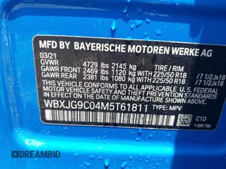 2021 BMW X1 xDrive28i with VIN WBXJG9C04M5T61811, listed as a IAAI auction lot 42509852 with 30,400 mi miles and . Bid and sale history available at DreamBid. Image 9.