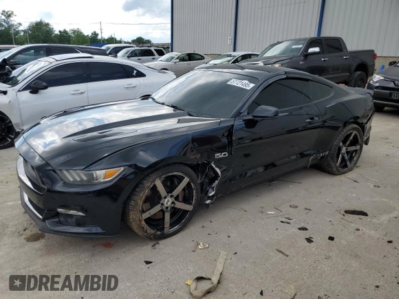 2015 Ford Mustang GT with VIN 1FA6P8CF7F5317859, listed as a Copart auction lot 57721495 with 125,668 mi miles and Salvage title. Bid and sale history available at DreamBid. Image 1.