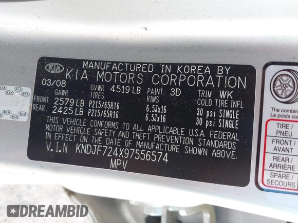 2009 Kia Sportage LX with VIN KNDJF724X97556574, listed as a IAAI auction lot 42206080 with 115,868 mi miles and . Bid and sale history available at carsss.com. Image 9.
