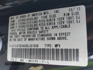 2014 Acura RDX Technology with VIN 5J8TB3H55EL001838, listed as a IAAI auction lot 41876530 with 214,266 mi miles and . Bid and sale history available at DreamBid. Image 9.