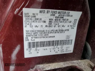 2012 Ford F-350 XL with VIN 1FT8W3DT8CEC65585, listed as a Copart auction lot 43032205 with 173,959 mi miles and Salvage Title. Bid and sale history available at DreamBid. Image 14.