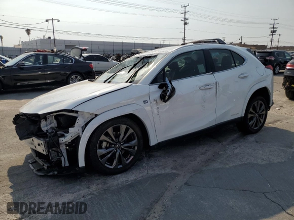 2022 Lexus UX 250h F Sport with VIN JTHE9JBHXN2057983, listed as a Copart auction lot 71456654 with 27,367 mi miles and Salvage Title. Bid and sale history available at DreamBid. Image 1.