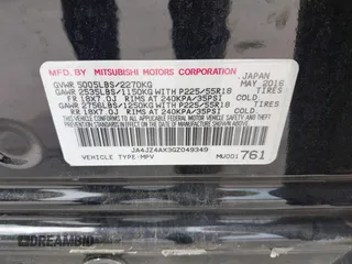 2016 Mitsubishi Outlander GT with VIN JA4JZ4AX3GZ049349, listed as a IAAI auction lot 42476820 with 92,098 mi miles and . Bid and sale history available at DreamBid. Image 9.