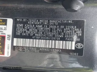 2011 Toyota Camry LE with VIN 4T1BF3EKXBU139708, listed as a IAAI auction lot 41418199 with 209,478 mi miles. Bid and sale history available at carsss.com. Image 9.