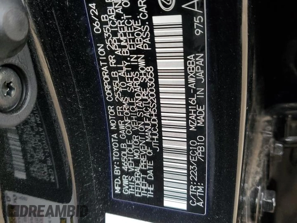 2025 Lexus UX with VIN JTHUCJDH5S2003058, listed as a Copart auction lot 43457505 with 1,239 mi miles and Salvage Title. Bid and sale history available at carsss.com. Image 14.