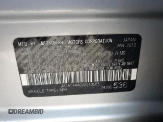 2018 Mitsubishi Eclipse Cross LE z VIN JA4AT4AA0JZ043965, wystawiony jako Copart lot #56483905 z przebiegiem 132 226 mil mil oraz Szkoda całkowita • Salvage title. Historia ofert i sprzedaży dostępna na DreamBid. Obrazek 13.