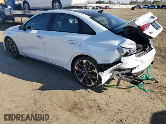 2023 Audi S3 Premium Plus z VIN WAUH3DGY6PA090835, wystawiony jako Copart lot #79867664 z przebiegiem 6 814 mil mil oraz Szkoda całkowita • Salvage title. Historia ofert i sprzedaży dostępna na DreamBid. Obrazek 2.