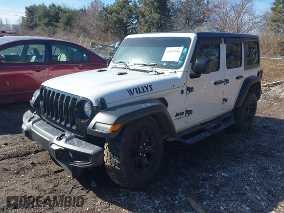 2022 Jeep Wrangler Unlimited Willys Sport with VIN 1C4HJXDN8NW267826, listed as a IAAI auction lot 41513056 with 34,716 mi miles and . Bid and sale history available at DreamBid. Image 17.