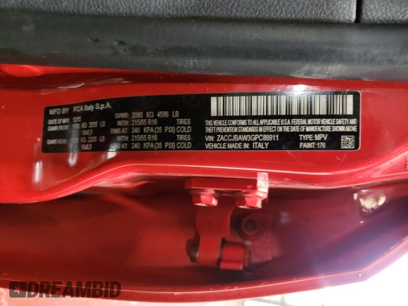 2016 Jeep Renegade Sport with VIN ZACCJBAW3GPC86911, listed as a Copart auction lot 46938265 with 91,630 mi miles and Salvage Title. Bid and sale history available at DreamBid. Image 13.