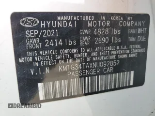 2022 Genesis G70 2.0T with VIN KMTG34TAXNU092852, listed as a Copart auction lot 49337835 with 37,413 mi miles and Salvage title. Bid and sale history available at DreamBid. Image 12.