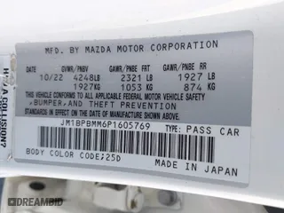 2023 Mazda Mazda3 Hatchback 2.5 S Premium with VIN JM1BPBMM6P1605769, listed as a IAAI auction lot 41653087 with 34,149 mi miles. Bid and sale history available at carsss.com. Image 9.