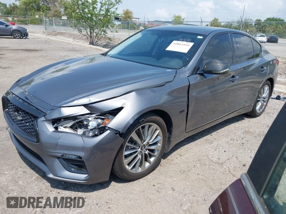 2018 Infiniti Q50 Luxe with VIN JN1EV7AP4JM590048, listed as a IAAI auction lot 41863410 with 55,727 mi miles and . Bid and sale history available at carsss.com. Image 17.