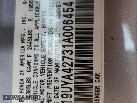 2001 Acura CL Type S z VIN 19UYA42731A006454, wystawiony jako Copart lot #43036455 z przebiegiem 235 945 mil mil oraz Szkody całkowita. Historia ofert i sprzedaży dostępna na DreamBid. Obrazek 15.