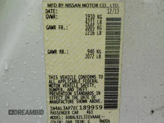 2014 Nissan Altima 2.5 S with VIN 1N4AL3AP7EC189959, listed as a Copart auction lot 52084645 with 136,516 mi miles and Salvage Title. Bid and sale history available at carsss.com. Image 14.