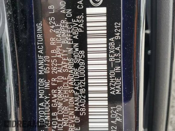 2020 Lexus ES 300h z VIN 58AD21B12LU009758, wystawiony jako Copart lot #56821425 z przebiegiem 41 865 mil mil oraz Szkoda całkowita • Salvage title. Historia ofert i sprzedaży dostępna na DreamBid. Obrazek 13.