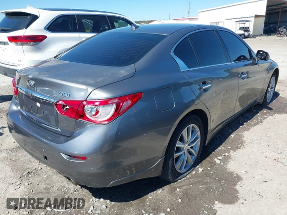 2015 Infiniti Q50 with VIN JN1BV7AR2FM423781, listed as a IAAI auction lot 41803765 with 72,623 mi miles. Bid and sale history available at carsss.com. Image 4.